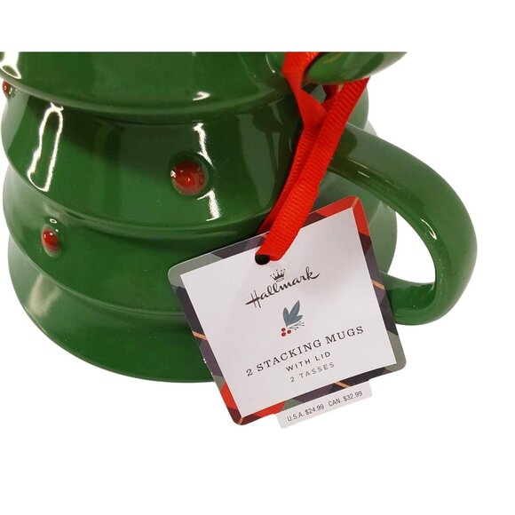 Hallmark Stackable Christmas Tree Mug Set w/Orig. Styrofoam but No Box - Picture 2 of 9